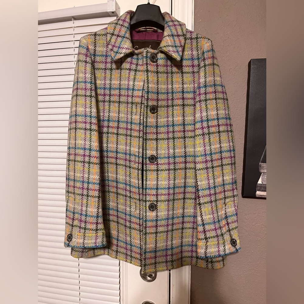 Coach Plaid Tattersall Wool Coat